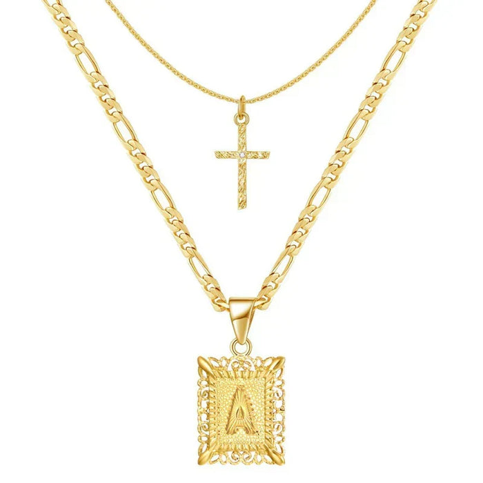Ensemble de Colliers en Or avec Initiale et Croix