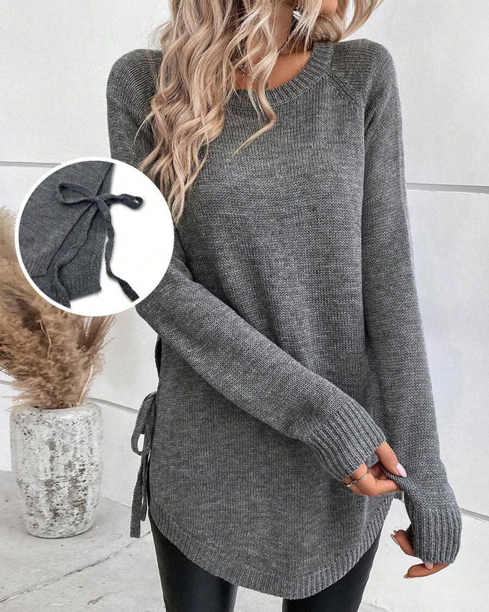 Pull Avec Manches Raglan Et Design De Nœud Latéral