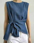 Débardeur Asymétrique Attacher Denim