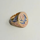 Bague Vintage Bleue et Dorée avec Colibri