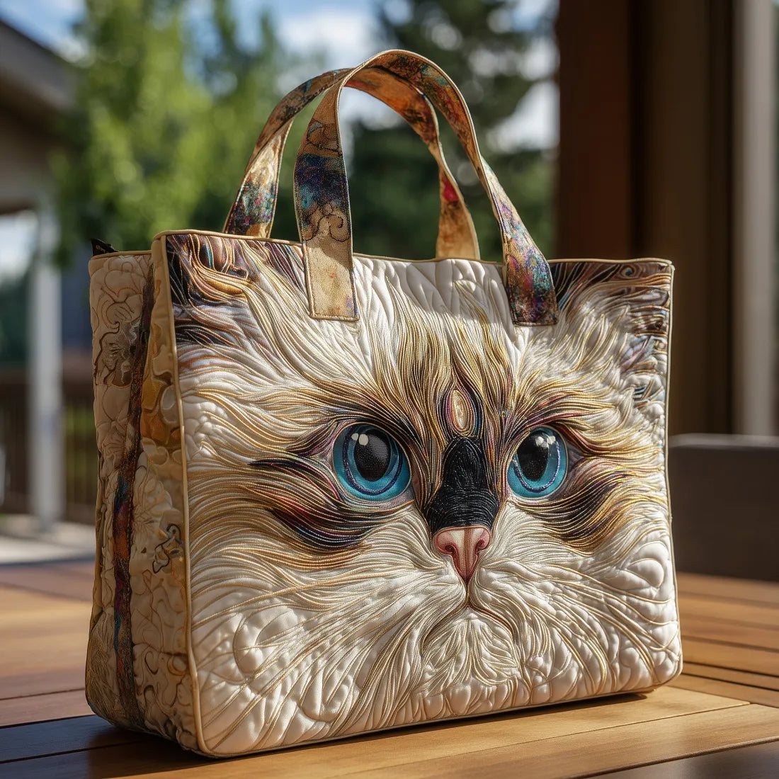 Sac matelassé chat blanc aux yeux bleus – Spacieux et Léger