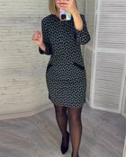 Robe à imprimé losange et manches longues