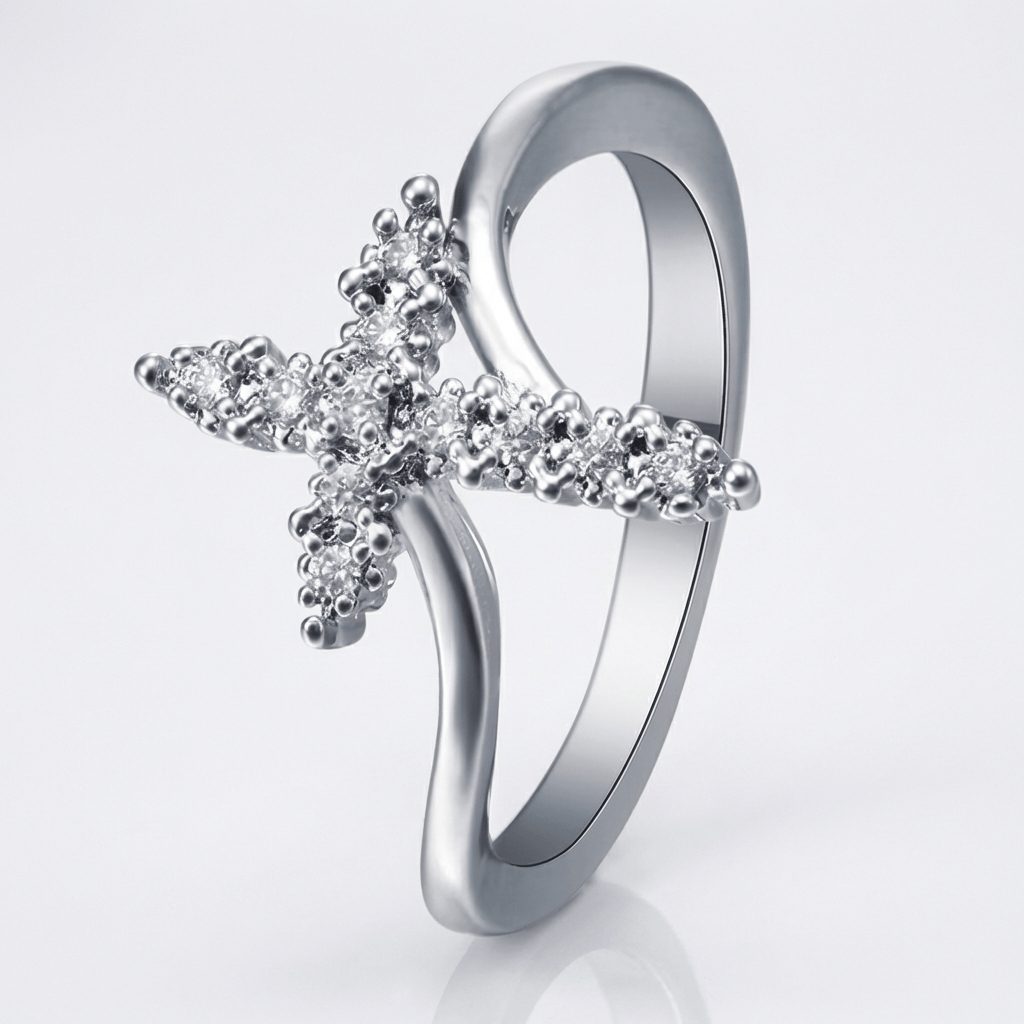 ANNEAU CROIX DE CRISTAL