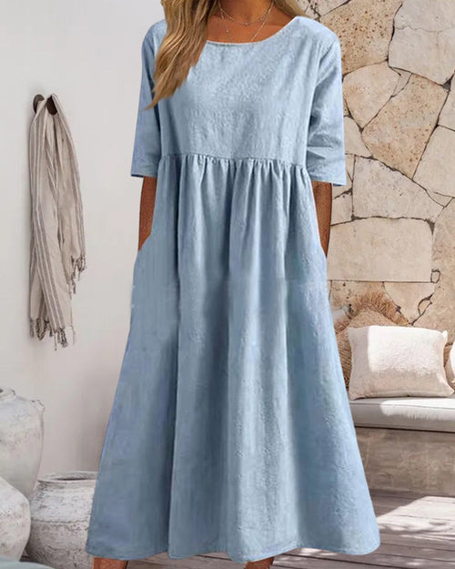 Robe unie en coton lin