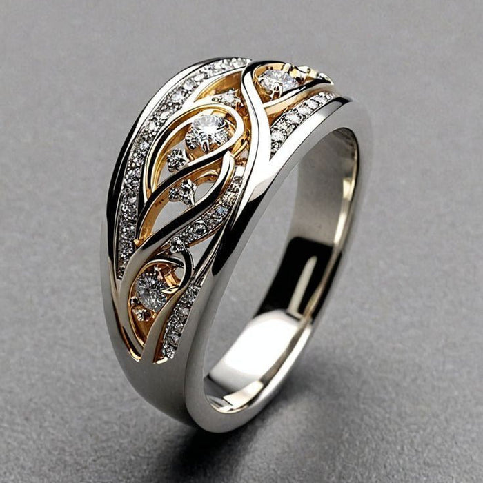 Bague Découpée en Or et Argent