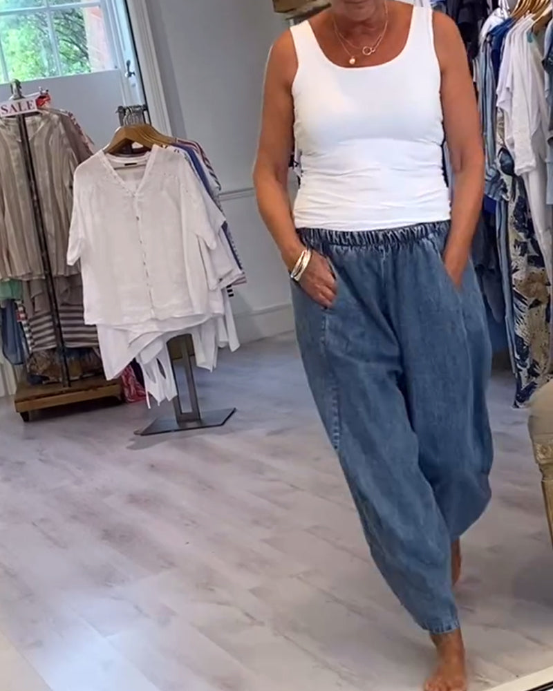 Jean Décontracté À Taille Élastique