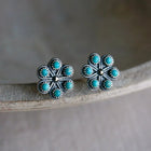 Boucles d'oreilles Vintage Fleur Turquoise
