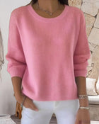 Pull Uni Col Rond Épaule Tombante