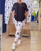 Pantalon taille mi-haute décontracté imprimé