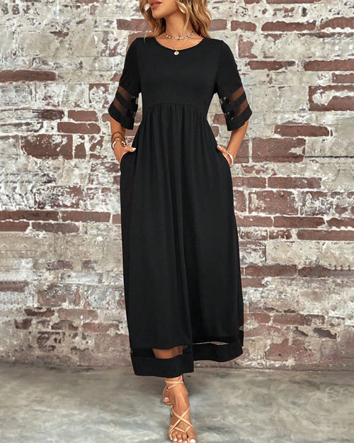 Robe élégante à Manches Mi-Longues Et Col Rond Décontracté
