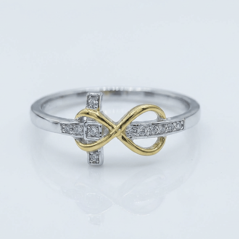BAGUE CROIX EN ARGENT ET OR