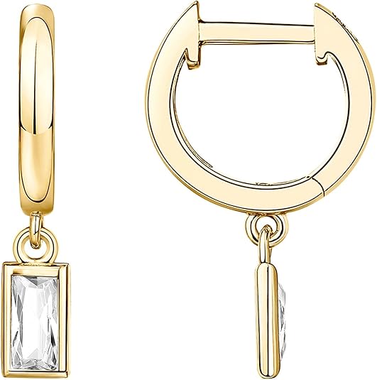 Boucles d'oreilles en cristal rectangulaire | Or