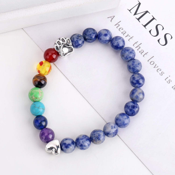 Bracelet Mémorial Pont Arc-en-Ciel – Cadeau avec 7 perles des chakras pour la perte d'un animal de compagnie