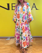 Robe décontractée à manches cloche et imprimé floral coloré