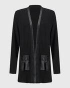 Manteau à poches en patchwork de couleur unie tendance