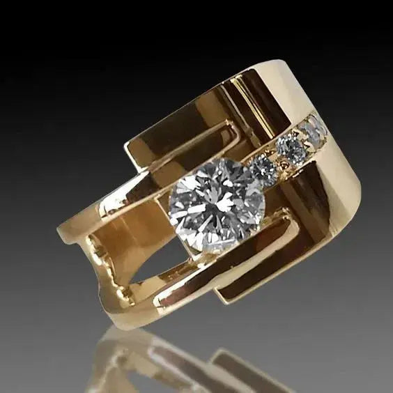 Bague Vintage en Or avec Zirconia Irrégulier