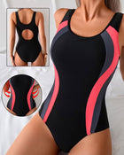 Maillot De Bain Une Pièce Color-Block Imprimé