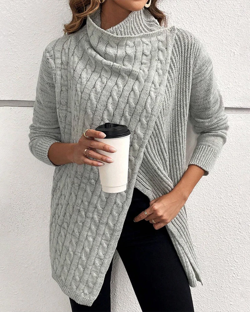 Pull décontracté de couleur unie fendu