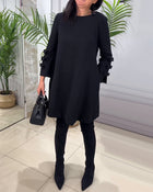 Robe décontractée au genou avec manches longues