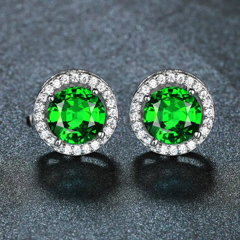 Boucles d'oreilles en émeraude et diamants
