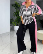 Costume Imprimé Rayé Pantalon Large