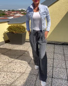 Pantalon droit ample décontracté à rayures