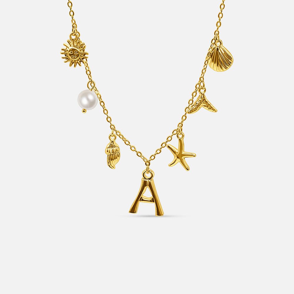 Collier Océan avec Lettre en Or