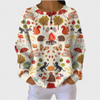Béatrice - Pull crème à motif forêt automnale
