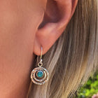 Boucles d'oreilles Boho Saturn avec pierre turquoise en argent et or