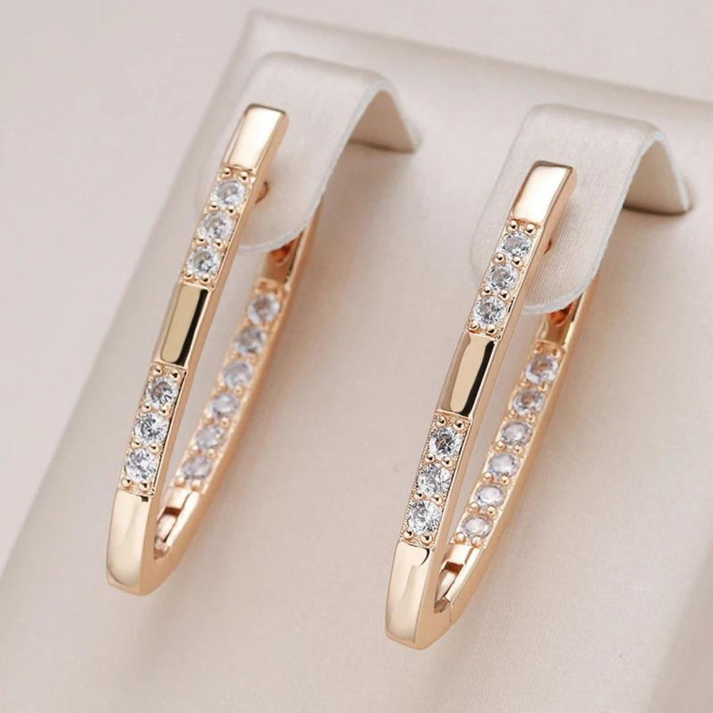 Boucles d'oreilles élégantes en zirconium doré