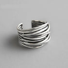 Bague ajustable en couches argentée