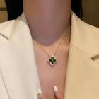Collier Émeraude Brillant Trèfle en or