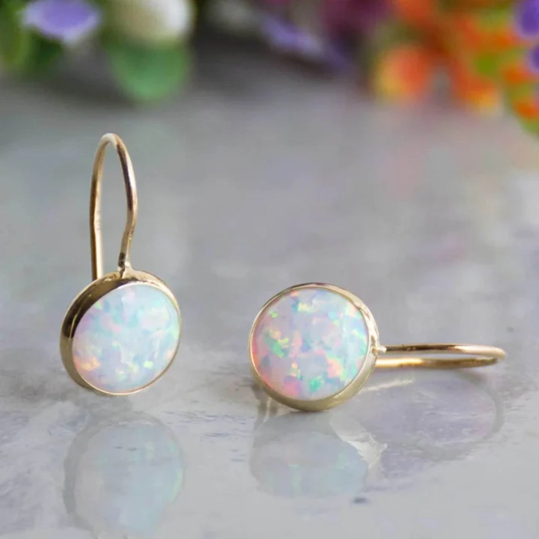 Boucles d'oreilles Vintage avec Opale Blanche