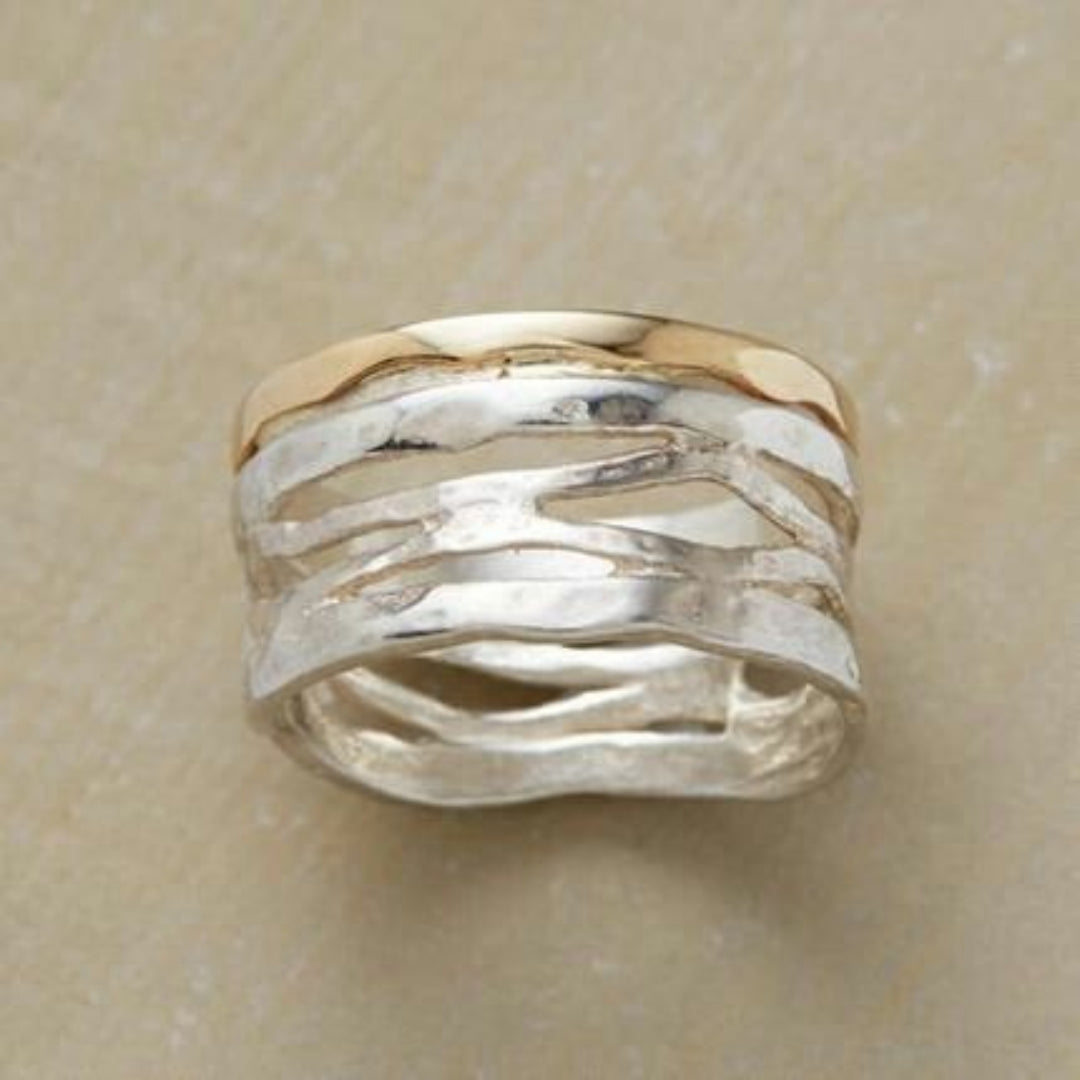 Bague carrée vintage en or rose