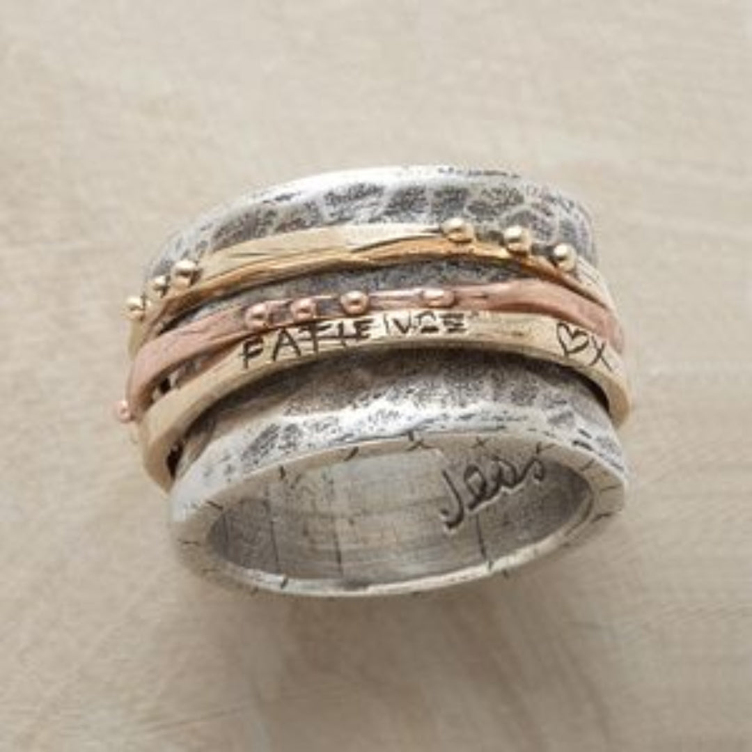 Bague vintage en or rose et argent