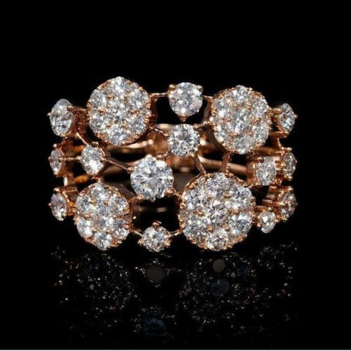 Bague en Or Rose Vintage avec Pierres Incrustées Brillantes