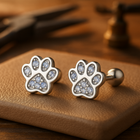 Boucles d'oreilles en argent sterling avec motif de patte – Détail en cristal