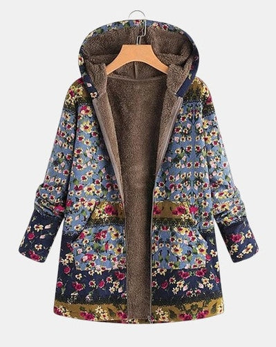 Elena - Sweat à Capuche Boho Floral en Sherpa