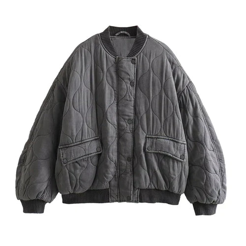 Swara | Veste Bomber Grise Coupe Ample et Tendance pour Femme