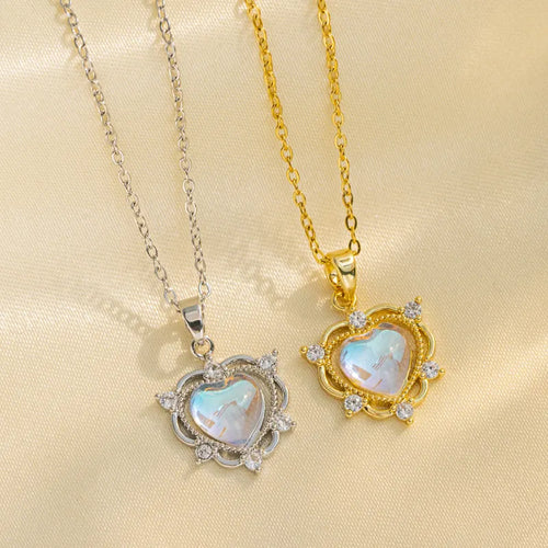 Collier en pierre de lune - Forme de cœur