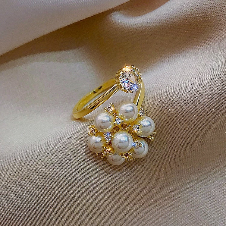 Bague ajustable avec de jolies perles