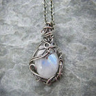 Collier avec pierre de lune - Pendentif en fil métallique