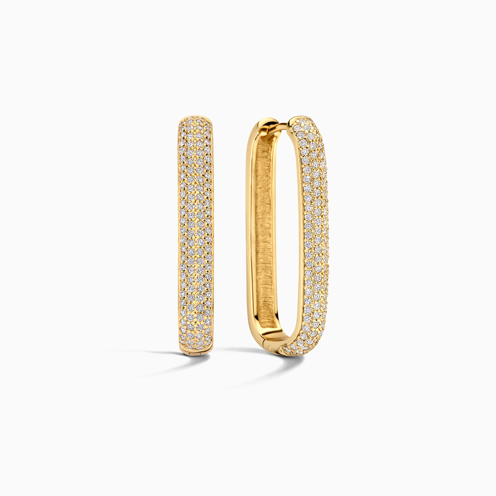 Boucles d'oreilles grandes créoles icône diamant | Or