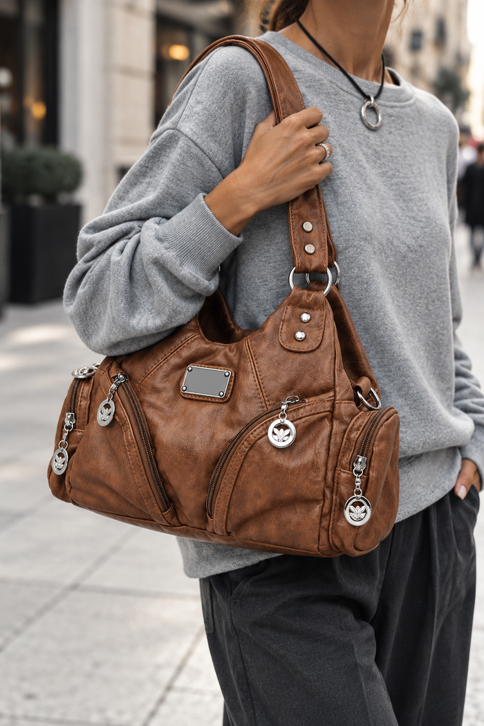Sac à main messenger en cuir souple vintage