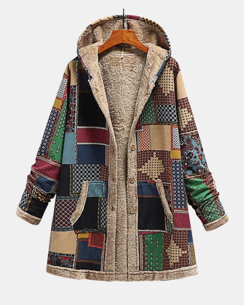 Automne - Patchwork Terrestre Douillet avec Capuche
