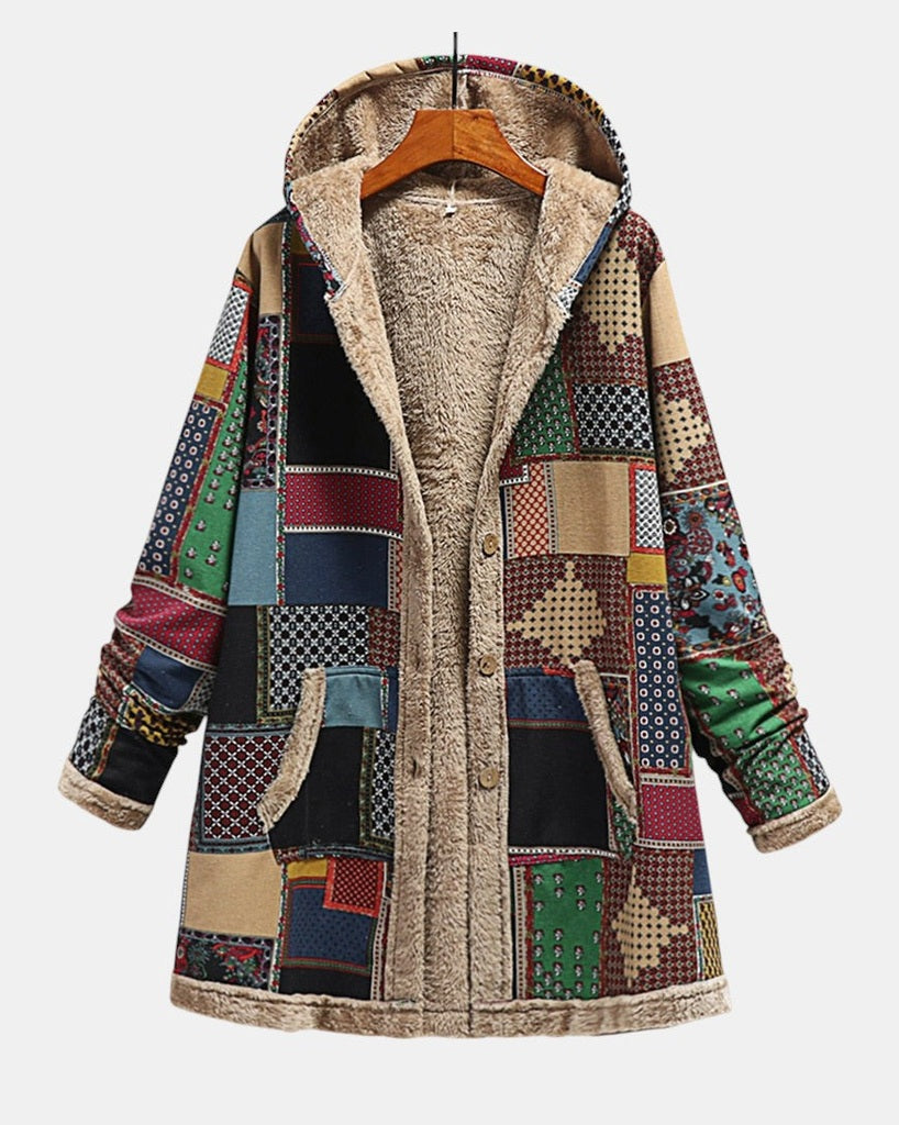 Automne - Patchwork Terrestre Douillet avec Capuche