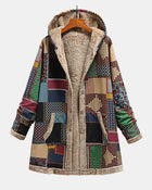 Automne - Patchwork Terrestre Douillet avec Capuche