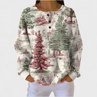 Louna - Pull crème à motif forêt d'hiver