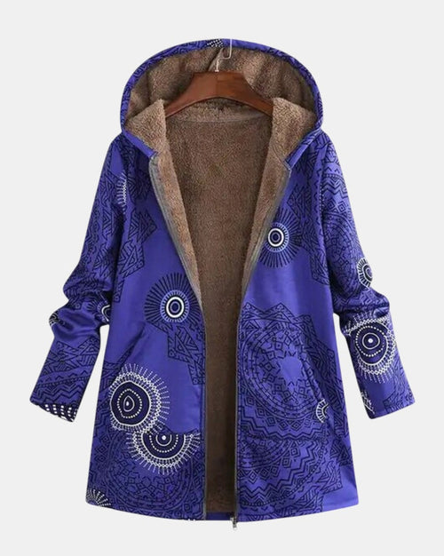 Luna - Sweat à capuche en polaire Mandala bleu marine