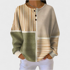 Luna - Pull beige à rayures et motif patchwork